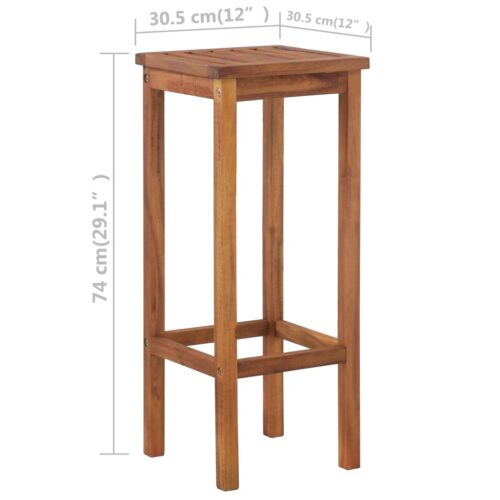 Bar Table Chair Set 3-Pieces Acacia Wood Timber Outdoor Patio Furniture - Image 6