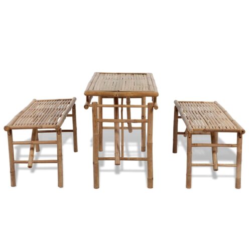 Bamboo Bar Table Bench Set Garden Patio Outdoor Dining Pub Beer Bistro Furniture 100cm - Image 4