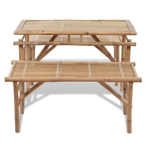 Bamboo Bar Table Bench Set Garden Patio Outdoor Dining Pub Beer Bistro Furniture 100cm - Image 5