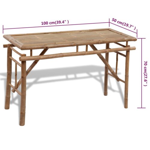 Bamboo Bar Table Bench Set Garden Patio Outdoor Dining Pub Beer Bistro Furniture 100cm - Image 7