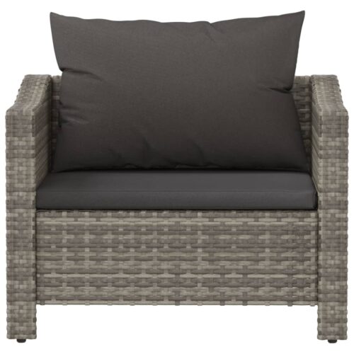 Garden Armchair with Cushion Grey Poly Rattan Wicker Outdoor Patio Furniture - Image 4