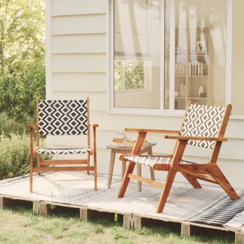 Garden Chairs 2pcs Acacia Wood Timber Outdoor Patio Furniture - Image 2