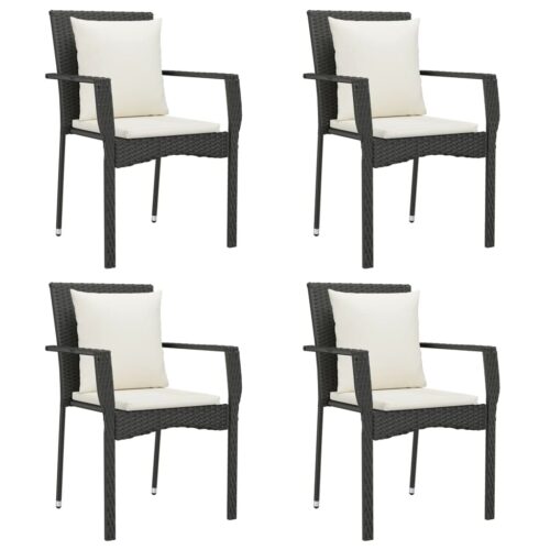 Garden Chairs with Cushions 4pcs Poly Rattan Black - Image 10