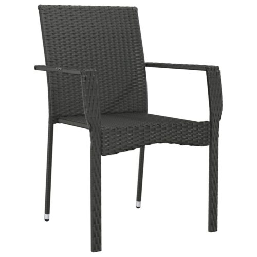 Garden Chairs with Cushions 4pcs Poly Rattan Black - Image 4
