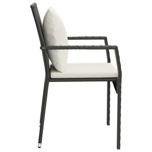 Garden Chairs with Cushions 4pcs Poly Rattan Black - Image 6