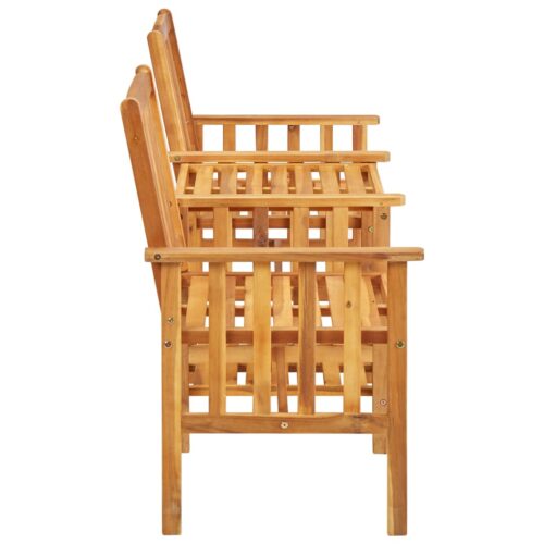 Garden Chairs with Tea Table 159x61x92cm Acacia Wood Timber Outdoor Patio Furniture - Image 3