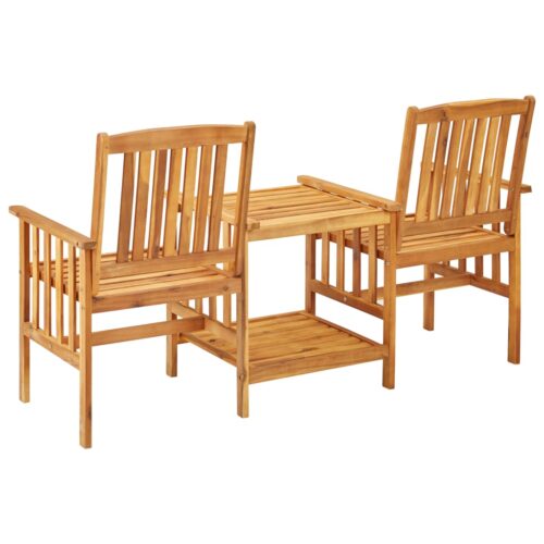 Garden Chairs with Tea Table 159x61x92cm Acacia Wood Timber Outdoor Patio Furniture - Image 4