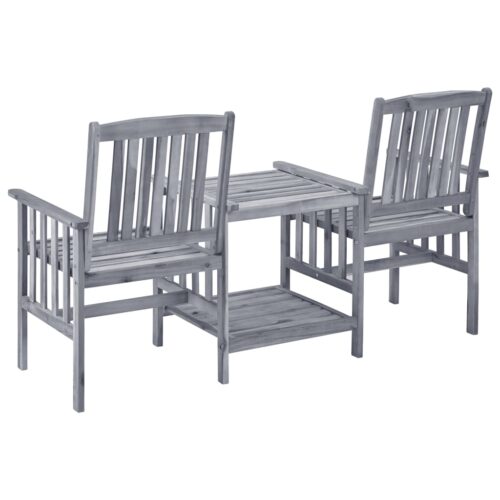 Garden Chairs with Tea Table 159x61x92cm Acacia Wood Timber Outdoor Patio Furniture - Image 4