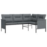 Garden Corner Sofa Anthracite Steel Textilene Outdoor Patio Lounge Furniture