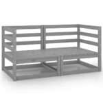 Garden Corner Sofas 2pcs Grey Pine Wood Outdoor Patio Furniture