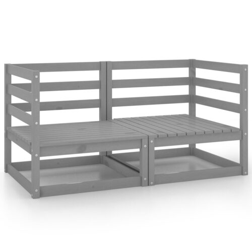 Garden Corner Sofas 2pcs Grey Pine Wood Outdoor Patio Furniture