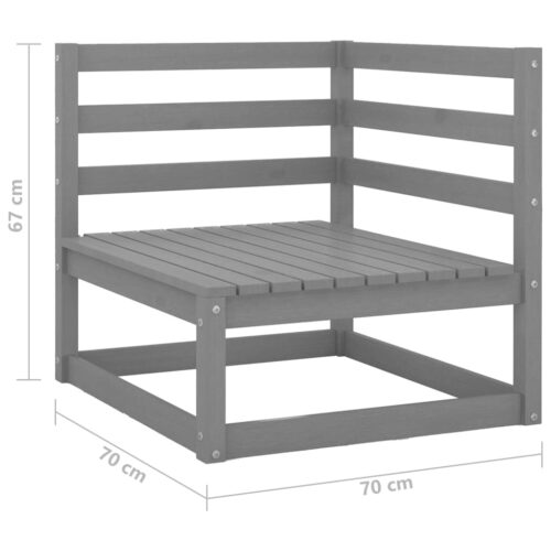 Garden Corner Sofas 2pcs Grey Pine Wood Outdoor Patio Furniture - Image 7