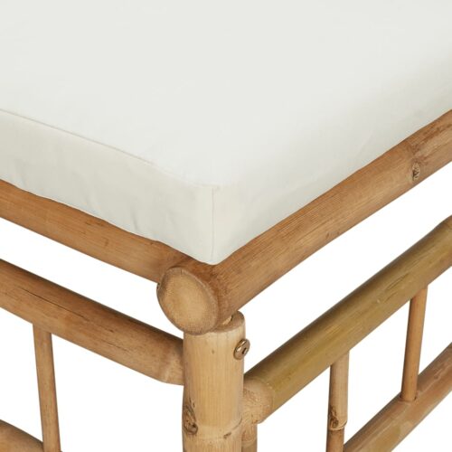 Garden Corner Sofas with Cream White Cushions 2pcs Bamboo - Image 5