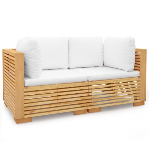 Garden Corner Sofas with Cushions 2pcs Wood Timber Outdoor Patio Furniture Teak