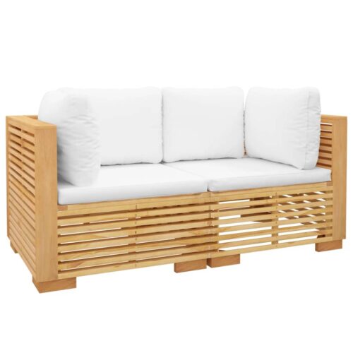 Garden Corner Sofas with Cushions 2pcs Wood Timber Outdoor Patio Furniture Teak - Image 3
