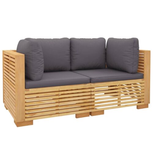 Garden Corner Sofas with Cushions 2pcs Wood Timber Outdoor Patio Furniture Teak - Image 3