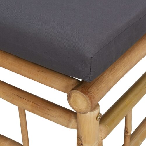 Garden Corner Sofas with Dark Grey Cushions 2pcs Bamboo - Image 5