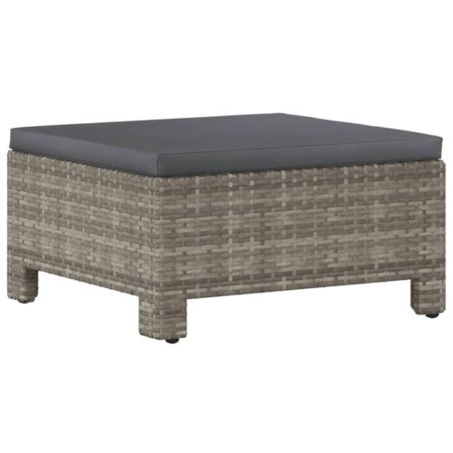 Garden Footrest with Cushion Grey Poly Rattan Wicker Outdoor Patio Furniture