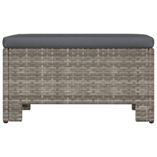 Garden Footrest with Cushion Grey Poly Rattan Wicker Outdoor Patio Furniture - Image 5
