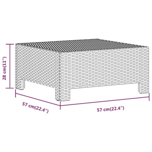 Garden Footrest with Cushion Grey Poly Rattan Wicker Outdoor Patio Furniture - Image 8