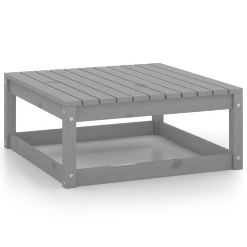 70x70x30cm Grey Pine Wood Outdoor Footstool Garden Patio Bench Ottoman Chair Seat - Image 2