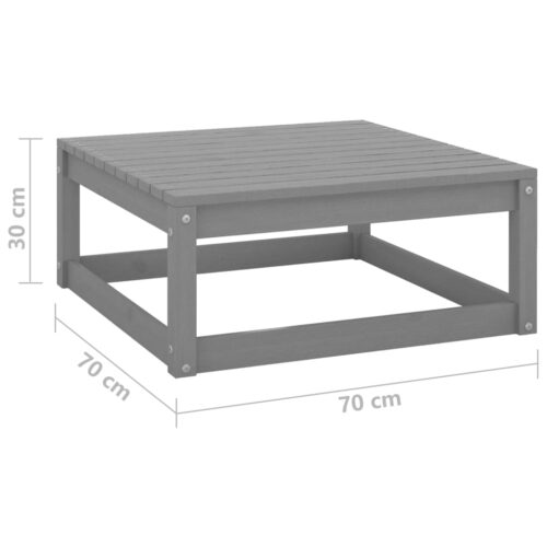 70x70x30cm Grey Pine Wood Outdoor Footstool Garden Patio Bench Ottoman Chair Seat - Image 5