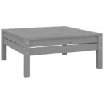 Grey Pine Wood Outdoor Footstool Garden Patio Bench Ottoman Chair Seat