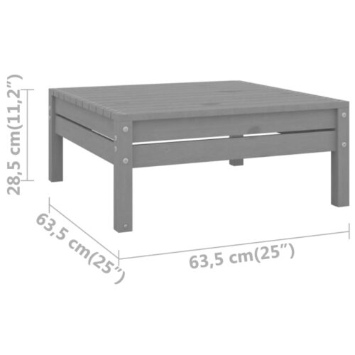 Grey Pine Wood Outdoor Footstool Garden Patio Bench Ottoman Chair Seat - Image 6