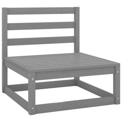 Garden Middle Sofa Grey Pine Wood Outdoor Patio Furniture