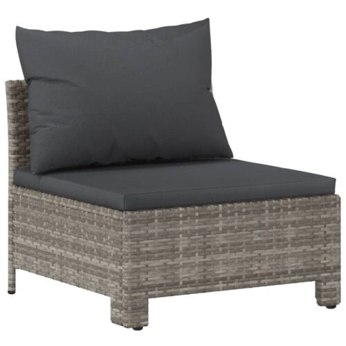 Garden Middle Sofa with Cushion Grey Poly Rattan Wicker Outdoor Patio Furniture