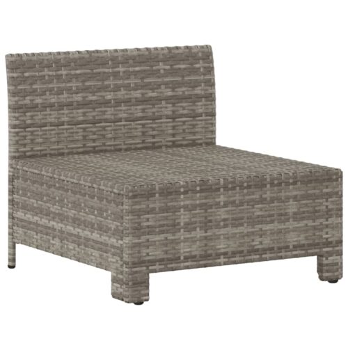 Garden Middle Sofa with Cushion Grey Poly Rattan Wicker Outdoor Patio Furniture - Image 3