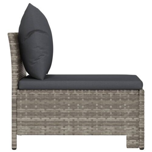 Garden Middle Sofa with Cushion Grey Poly Rattan Wicker Outdoor Patio Furniture - Image 5