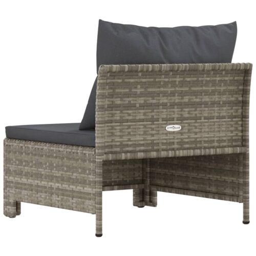 Garden Middle Sofa with Cushion Grey Poly Rattan Wicker Outdoor Patio Furniture - Image 6