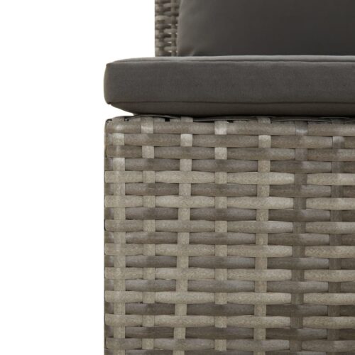 Garden Middle Sofa with Cushion Grey Poly Rattan Wicker Outdoor Patio Furniture - Image 7