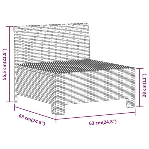 Garden Middle Sofa with Cushion Grey Poly Rattan Wicker Outdoor Patio Furniture - Image 8
