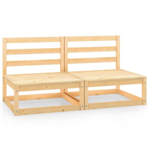 Garden Middle Sofas 2pcs Pine Wood Outdoor Patio Furniture