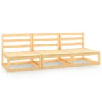 Garden Middle Sofas 3pcs Pine Wood Outdoor Patio Furniture