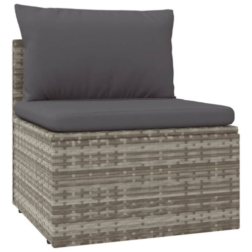 Garden Middle Sofas 4pcs Grey 57x57x56cm Poly Rattan Wicker Outdoor Patio Furniture - Image 5