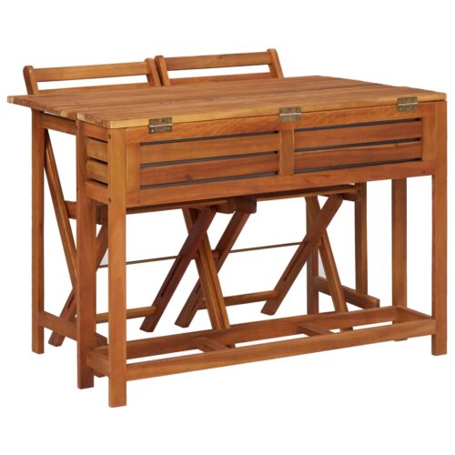 Garden Planter Table Bistro Dining Chairs Acacia Wood Timber Outdoor Patio Furniture Set - Image 4