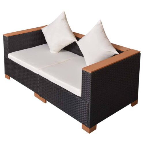 Garden Sofa Outdoor Patio Lounge Seater Chair Rattan Wicker Black Cream White - Image 4