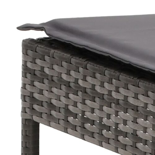 Sun Lounger with Cushion Grey Poly Rattan Wicker Outdoor Patio Furniture - Image 8