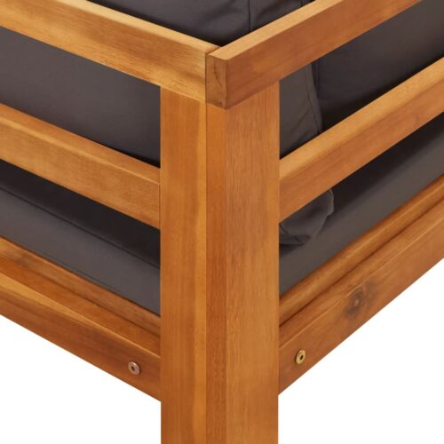 Sun Loungers with Dark Grey Cushions 2pcs Acacia Wood Outdoor Patio Lounge Furniture - Image 6