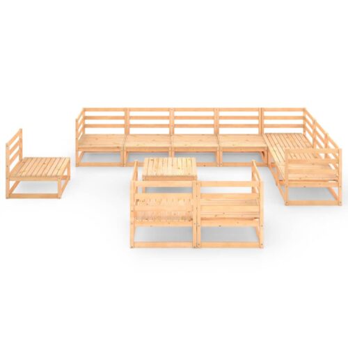 11-Piece Garden Lounge Set Pine Wood Outdoor Patio Furniture - Image 3