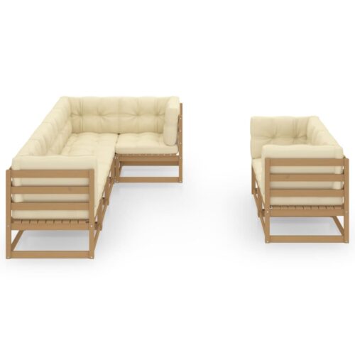 7-Piece Garden Lounge Set with Cushions Pine Wood Outdoor Patio Furniture - Image 3