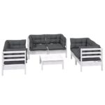 7-Piece Garden Lounge Set with Cushions Pine Wood Outdoor Patio Furniture