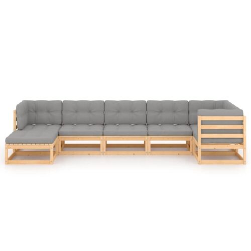 7-Piece Garden Lounge Set with Cushions Pine Wood Outdoor Patio Furniture - Image 3