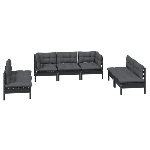 7-Piece Garden Lounge Set with Cushions Pine Wood Outdoor Patio Furniture