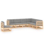 7-Piece Garden Lounge Set with Cushions Pine Wood Outdoor Patio Furniture