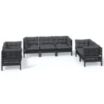 7-Piece Garden Lounge Set with Cushions Pine Wood Outdoor Patio Furniture