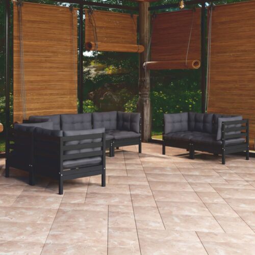 7-Piece Garden Lounge Set with Cushions Pine Wood Outdoor Patio Furniture - Image 2